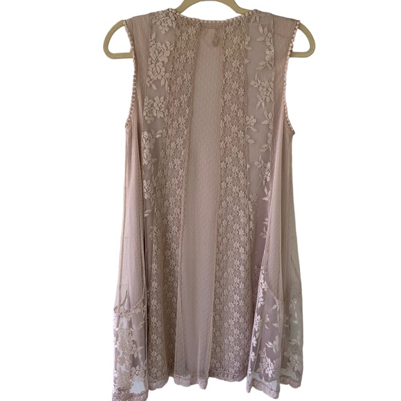 Altar'd State Lace Dress L Blush Lined Swing Sleeveless Boho Festival Party - Picture 2 of 6